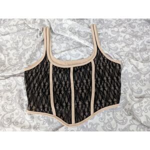 social tourist stretch lace crop tank top size large